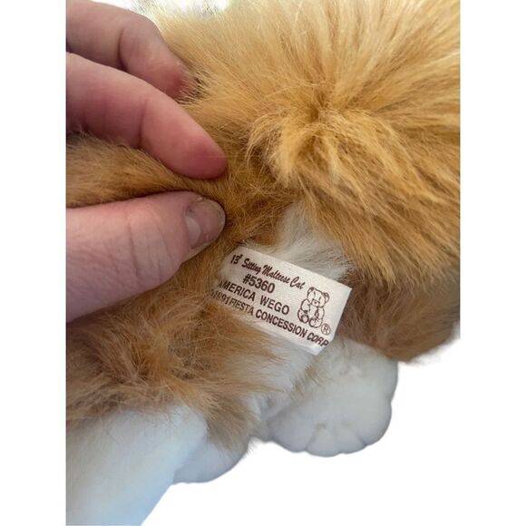 American Wego Toy White & Tan 13" Sitting Maltese Cat Plush Stuffed Animal - Picture 5 of 14